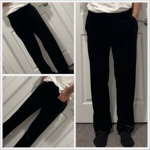 Mens Black Velvety Pants Size 30